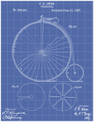 Velocipede Patent on Blueprint
