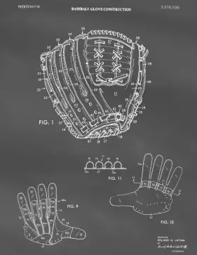 Baseball Glove Patent on Blackboard Printable Patent