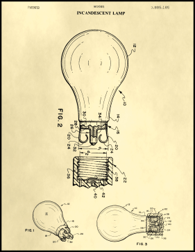 Light Bulb Patent on Parchment Printable Patent