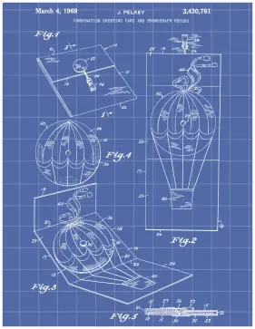 Phonograph Greeting Card Patent on Blueprint Printable Patent