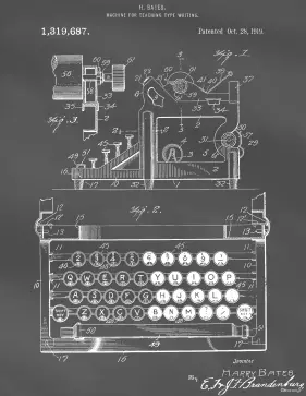 Typewriter Patent on Blackboard Printable Patent
