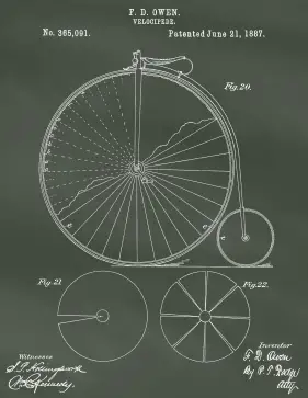 Velocipede Patent on Chalkboard Printable Patent