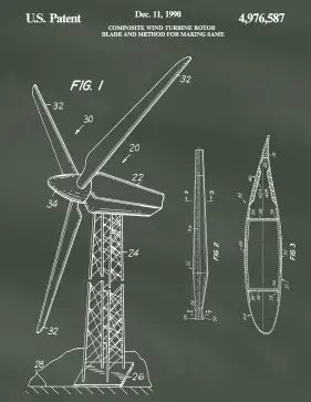 Wind Turbine Patent on Chalkboard Printable Patent