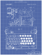 Typewriter Patent on Blueprint
