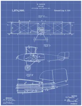 Airplane Patent on Blueprint Printable Patent