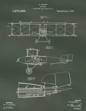 Airplane Patent on Chalkboard Printable Patent