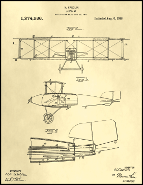Airplane Patent on Parchment Printable Patent