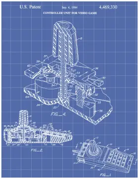 Atari Joystick Patent on Blueprint Printable Patent