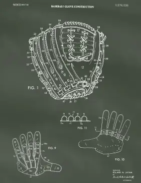 Baseball Glove Patent on Chalkboard Printable Patent