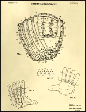 Baseball Glove Patent on Parchment Printable Patent