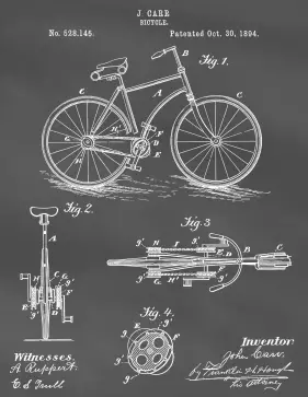 Bicycle Patent on Blackboard Printable Patent