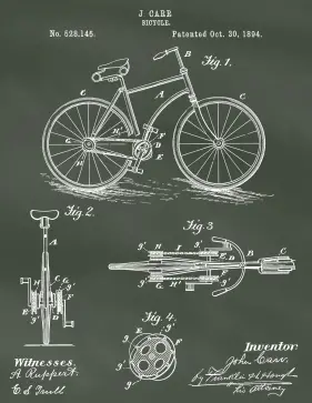 Bicycle Patent on Chalkboard Printable Patent