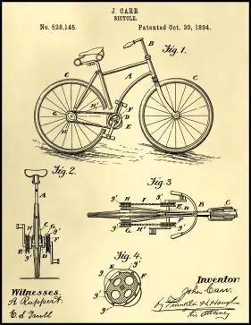 Bicycle Patent on Parchment Printable Patent