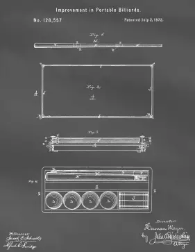 Billiards Patent on Blackboard Printable Patent