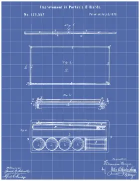 Billiards Patent on Blueprint Printable Patent