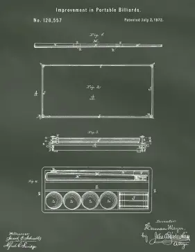 Billiards Patent on Chalkboard Printable Patent