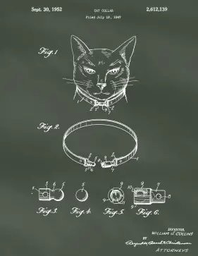 Cat Collar Patent on Chalkboard Printable Patent