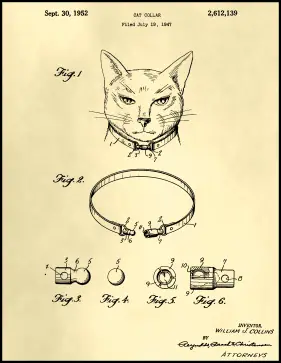 Cat Collar Patent on Parchment Printable Patent