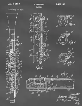 Clarinet Patent on Blackboard Printable Patent