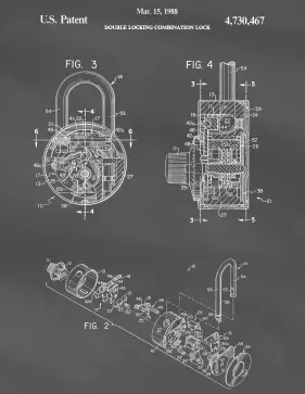 Combination Lock Patent on Blackboard Printable Patent