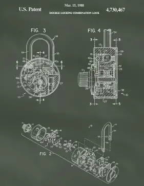 Combination Lock Patent on Chalkboard Printable Patent