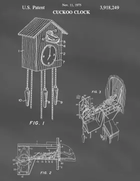 Cuckoo Clock Patent on Blackboard Printable Patent