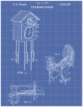 Cuckoo Clock Patent on Blueprint Printable Patent