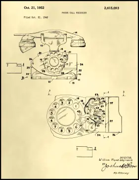 Dial Phone Patent on Parchment Printable Patent