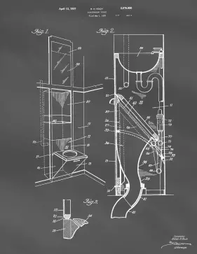 Disappearing Toilet Patent on Blackboard Printable Patent