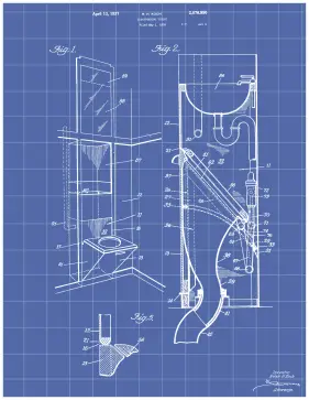 Disappearing Toilet Patent on Blueprint Printable Patent