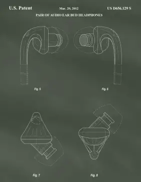 Earbuds Patent on Chalkboard Printable Patent