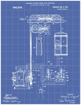 Elevator Patent on Blueprint Printable Patent
