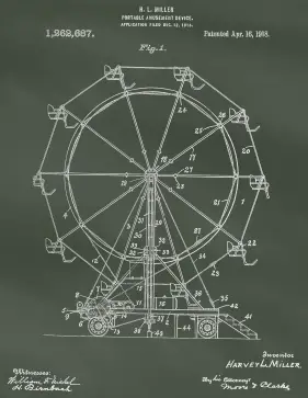Ferris Wheel Patent on Chalkboard Printable Patent