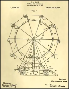 Ferris Wheel Patent on Parchment Printable Patent