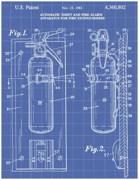 Fire Extinguisher Patent on Blueprint Printable Patent