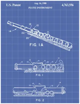 Flute Patent on Blueprint Printable Patent