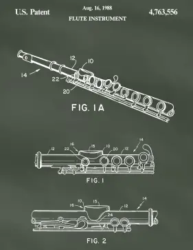 Flute Patent on Chalkboard Printable Patent