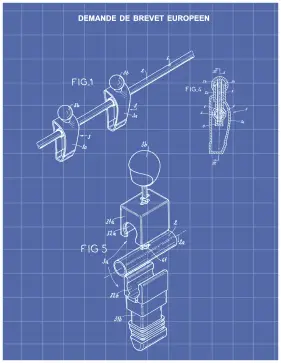 Foosball Figurine Patent on Blueprint Printable Patent