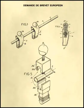 Foosball Figurine Patent on Parchment Printable Patent