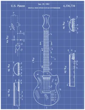 Guitar Patent on Blueprint Printable Patent