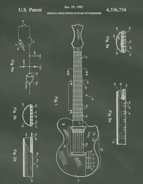 Guitar Patent on Chalkboard Printable Patent