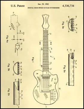 Guitar Patent on Parchment Printable Patent