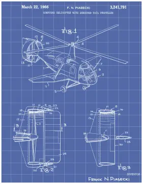 Helicopter Patent on Blueprint Printable Patent