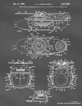 Helicopter Boat Car Patent on Blackboard Printable Patent