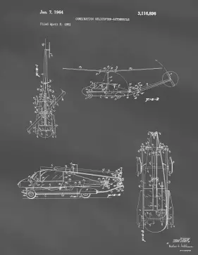 Helicopter Car Patent on Blackboard Printable Patent