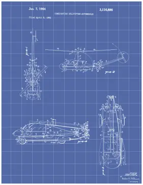 Helicopter Car Patent on Blueprint Printable Patent