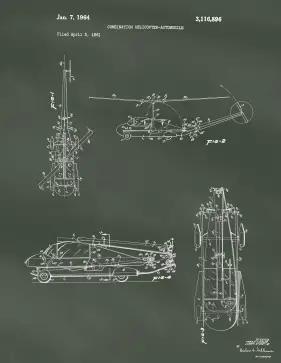 Helicopter Car Patent on Chalkboard Printable Patent