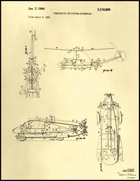 Helicopter Car Patent on Parchment Printable Patent