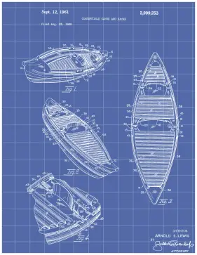 Kayak Canoe Patent on Blueprint Printable Patent