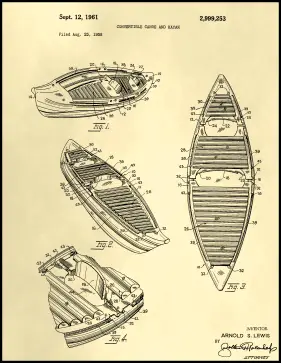 Kayak Canoe Patent on Parchment Printable Patent